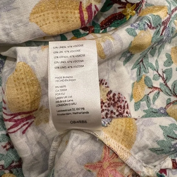 Anthropologie Linen Viscose Blend Classic Surf Shirt Top Novelty Lemon Small - Picture 8 of 8